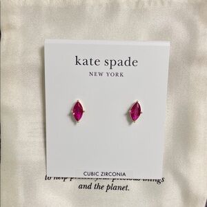 Kate Spade Gold-Tone Hot Pink Marquise Stud Earrings
